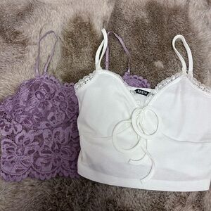 White and Purple Lace Bralette Set